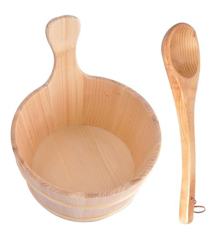 Kit per secchio per sauna, secchio da sauna in cedro, secchio e mestolo per sauna, secchio con manico, da bagno in cedro per sauna, secchiello per sauna e mestolo per la cottura a vapore,