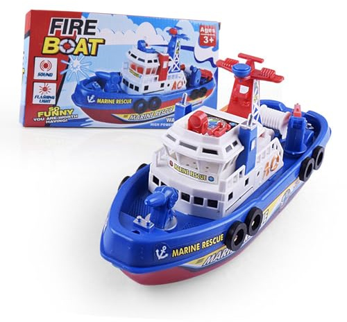 Elektrisches Feuerboot, Spielzeugboot Elektrisch mit Musik und Leichtem Wasserspray Marine Pretction Model