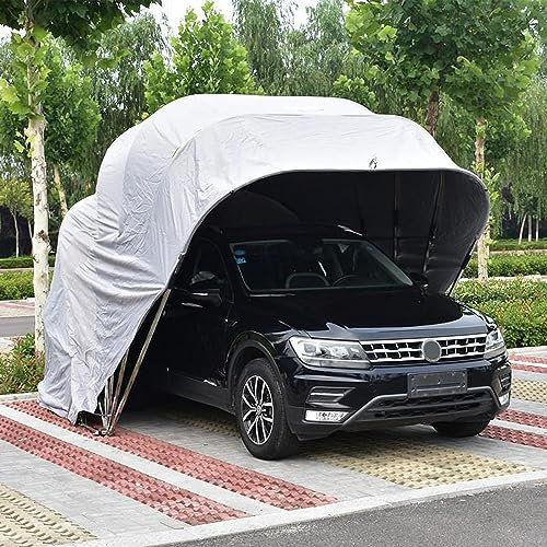 Toldo resistente para cochera, refugio semiautomático, tienda portátil para todas las estaciones con puertas de acero inoxidable, lona duradera para protección de automóviles y eventos al aire libre