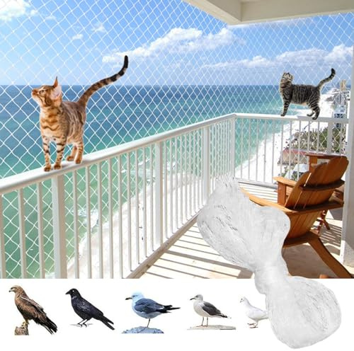Red para Gatos Terraza y Balcon 5x10M, Seguridad para Gatos, Malla Protectora para Ventanas y Escaleras, Interior y Exterior