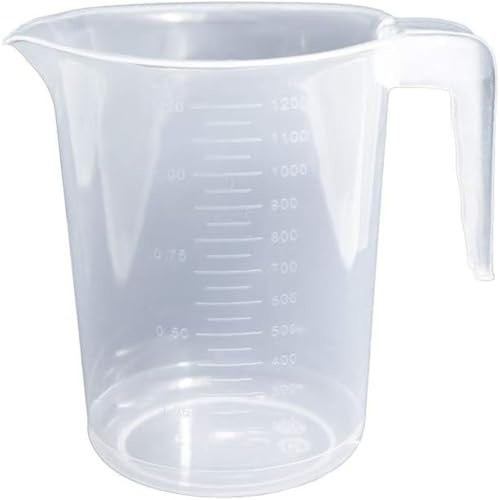 CHEFZOCO Jarra Medidora, Vaso medidor, Recipiente medidor para la cocina, Apto para calentar en microondas, Asa Ergonómica, Uso prolongado y repetido, Graduación hasta 1.2 Litros, Plástico