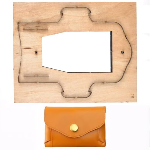 GORGECRAFT Plantilla de Corte de Cuero Metal Acero Al Carbono Soporte para Tarjetas Bolsas Cortador Punzonado Molde de Estampado Herramienta de Troquelado con Base de Madera Lisa Proyectos