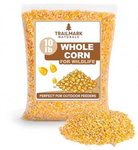 TRAILMARK Naturals - Whole Corn 10 LB - Premium Wildlife & Bird Seed Food for Ducks, Deer, Squirrels, Chickens & Turkeys - Whole Corn for Wild Birds - Grown