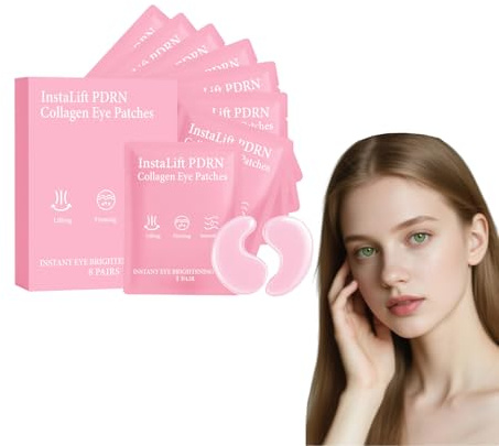 Parches de hidrogel de colágeno para el contorno de ojos - mascarillas antiarrugas para el contorno de ojos - parches de hidrogel con niacinamida para ojeras y líneas de expresión. (1 caja)
