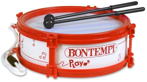 BONTEMPI - Tamburo con Tracolla Completo di Bacchette, Diametro 150 mm | Suono Realistico