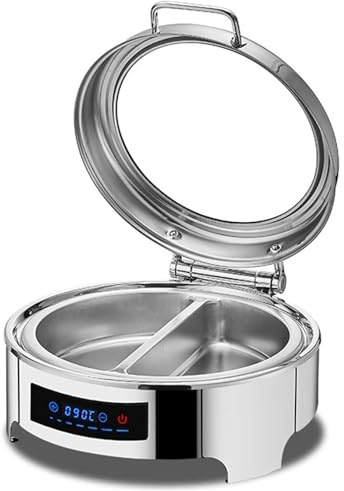 Buffématvärmare, Rostfritt stål Chafing Disk med klar glas lock och justerbart Temp kontroll.Elegant design för catering, fester, evenemang.
