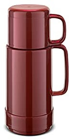 ROTPUNKT Isolierflasche 0,25 L mit integriertem Becher - Hochwertige Isolierkanne Made in Germany I Bis zu 24 h heiß & 36 h kalt (Andreas 80, Shiny Burgund)