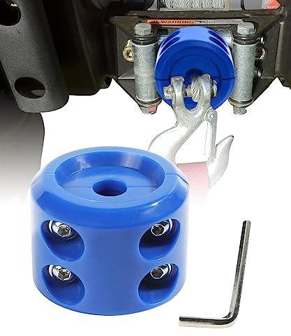 Reswish Rubber Winch Stopper,Winch Cable Hook Stopper,Rubber Rope Line Saver,Winch Cable Hook Rubber Stopper with Stainless Steel Screws and Nuts,Rubber Hook Stopper for Synthetic Winch Rope (Blue)