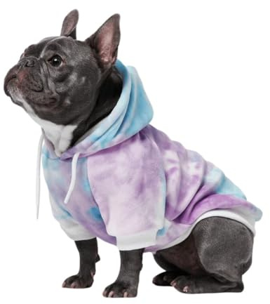 Spark Paws Dog Hoodie – Premium Dog Sweater for Small, Medium, and Large Dogs | Warm Outfits for French Bulldogs, Pitbull, Puppy, Winter Jacket Alternative - 90s Retro Sky Dye - L