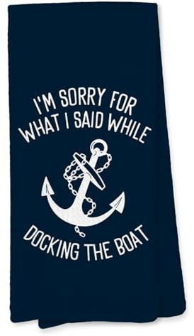 Voatok Gifts for Boat Owners, Boat Anchor Dish Towels, Boat Accessories for Women, Lake Accessories, Nautical Hand Towels, I'm Sorry for What I Said While Docking The Boat Kitchen Towels (Blue-3)