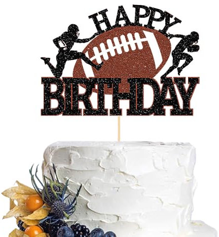 Dcokska Football Happy Birthday Cake Topper, Football/Sport Themed Birthday Party Decorations,for Boys/Men/Sportsman Birthday Party Decorations/Dinner Party Cake Topper Decorations (Football-)
