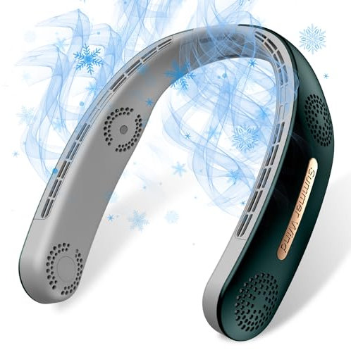 Kukiwhy Verbesserter Hals Ventilator, 4 Turbo 6000 mAh Faltbare Tragbarer Nackenventilator, 360° Verstellbarer Handventilator klein, USB Ventilatoren geschenke für frauen mama männer papa geburtstag