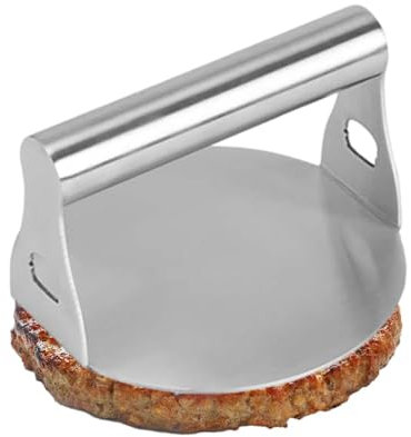 Smash - Prensa para hamburguesas de acero inoxidable | Prensa para hamburguesas de acero inoxidable Patty Maker, prensa de hamburguesas para cocinar en una plancha plana de 13 cm, mango de 12,6 cm,