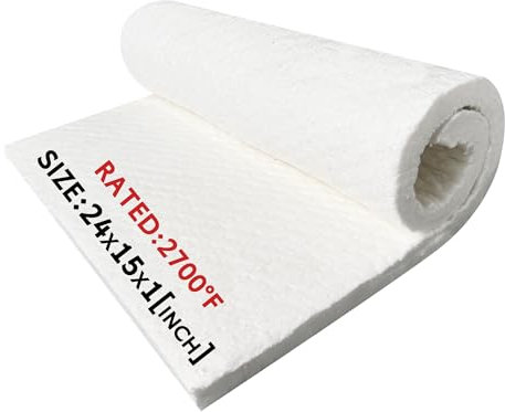 Nelyrho 24x16x1 Ceramic Fiber Insulation Blanket, Fireproof & Heat Resistant Up to 2700°F, Ideal for Wood Stove Baffle, Fireplaces, Kilns, Forges, Pizza Ovens and More
