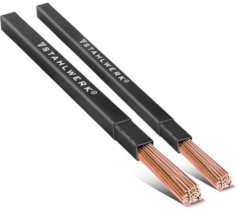 STAHLWERK WIG Schweißstäbe Stahl 2er Set Ø 1,6 und Ø 2,4 x 500 mm ER70S-G3 – je 1 kg Schweißzusatz, universell einsetzbar, zum Schweißen von unlegierten Stählen, inkl. Aufbewahrungsbox