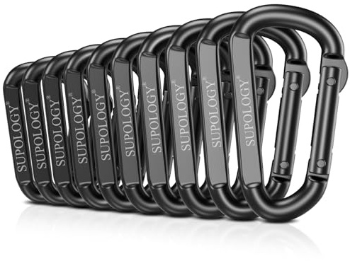 Carabiner Clips, 900 LBS 2.5 Iron Heavy Duty Caribeaners for Hammocks, Camping Accessories, Hiking and Gym, D Shaped Spring Hook Small Carabiners for Dog Leash, Key Ring (10PCS)