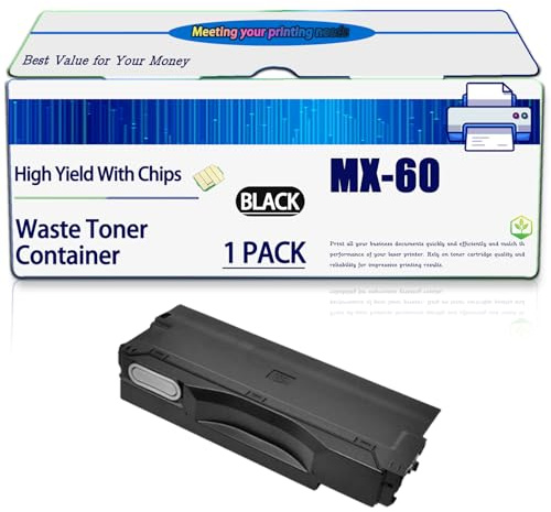Compatible for Sharp MX-60 Waste Toner Container MX-3050 MX-3060 MX-3070 MX-3550 MX-3560 MX-3570 MX-4050 Printers, High Yield 30000 Pages, with Chip (Black)