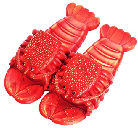 Hummer Pantoufles, chaussures amusantes à l'effigie de homard, mignonnes sandales unisexes à pinces de homard, chaussures de poisson, chaussures d'été à l'effigie de requin, F rouge., 42/43 EU Étroit
