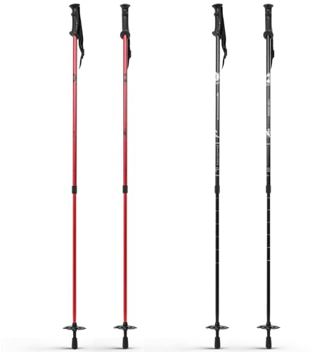 VioraWhite 4 Pack Adjustable Ski Poles for Downhill Skiing Lightweight Aluminum Ski Poles for Adults Men Women (78-135 cm/ 31-53 Inch) (Black,Red)