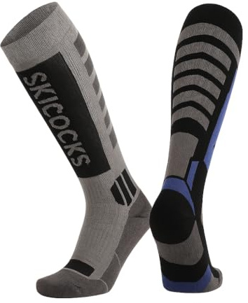 Pack de 2 Calcetines de Esquí de Lana Merino Outdoor Altura Rodilla, Acolchados, Transpirables, Termorreguladores, Hombre & Mujer (FR/ES, Números, 45, Regular, Regular, Multicolor, Pack de 2)
