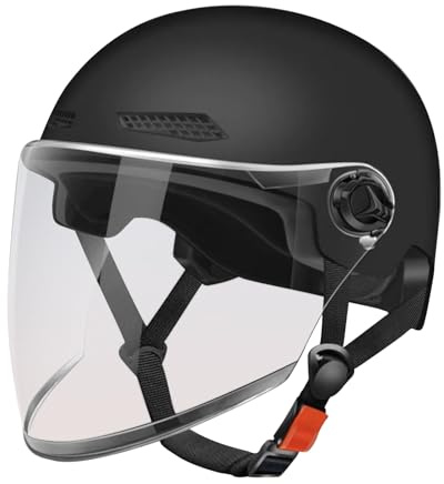 Casco Monopattino Elettrico, Casco Bicicletta Elettrico Con Visier Semicaschi Leggero Caschi Da Bici Per Uomini E Donne Adulti, 27x22x15cm