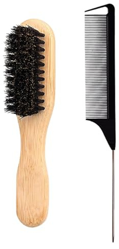 PLUSHCEWT Slick Back Hair Brush,Boar Bristle Hair Brush,Edge Brush for Smoothing Flyaways,Sleek Ponytails & Buns,Smoothing Brush for Gentle Edge Control & Styling for Women,Girls,All Hair Types