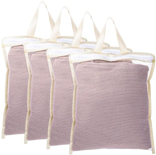 4Pcs Small Mesh Laundry Bags for Delicates Hanging Mini 12 x 10 Inches Durable Lingerie Bags for Washing Machine Wash Laundry Net Bag for Lingerie Underwear Socks Baby Clothes Travel 32x27cm