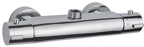 Mitigeur thermostatique de douche avec bouton de sécurité à 38 °C Chromé