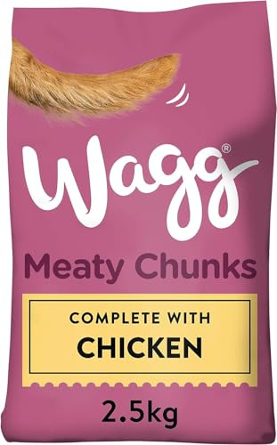 Wagg Meaty Chunks Complete Dry Adult Dog Food Chicken 2.5kg(Pack of 4) - Meaty & Delicious