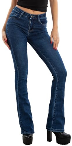 Toocool Jeans Mujer Pantalones Skinny Push Up Pata de Elefante Campana Vaqueros Elásticos Curvy Fit XM-986 [M, Azul Oscuro]