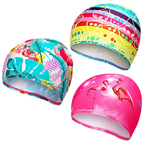 3 Pcs Kids Swimming Caps Swimming Hat for Boys Fabric Swim Caps Comfortable Bathing Caps for Child Girls (Novel Style)