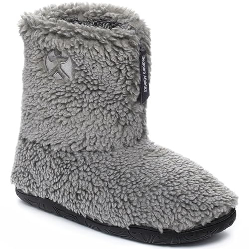 Bedroom Athletics Mens Gosling Snow Tipped Sherpa Slipper Boot Soft Warm fluffy Zip Memory Foam Indoor Outdoor Machine Washable non slip Ankle Boot house Slippers - Grey UK 11/12