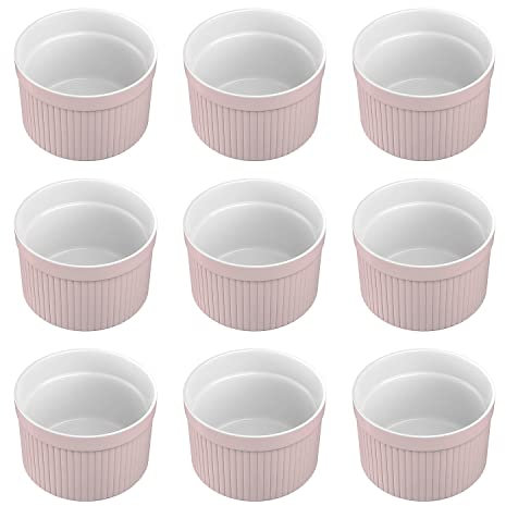 Intirilife Set di 6 stampi per soufflé in porcellana Rosa Chiaro della dimensione di 7.8 x 4.6 cm - Per preparare un dessert, porzioni di frutta o di frutta, muffin, cupcake, torta