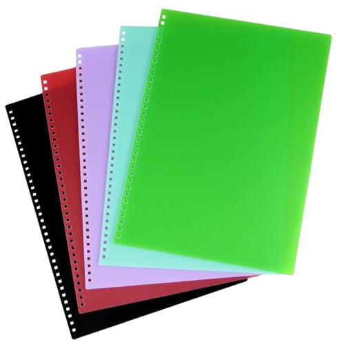 RAYSON Portadas para encuadernar de PP mate, 34 agujeros, paso 3:1, multicolor: 5 colores, 400 micras, A4, 50 unidades