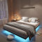 Stonebroo Bettgestell 160x200cm mit Lattenrost, Bett mit Led, Floating Bed Frame, Modern Metallbett, Robust, Metall Doppelbett Schwarz (ohne matratze) IXF-96L-160