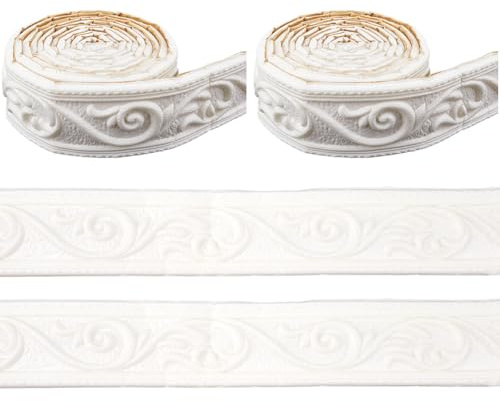 CRASPIRE 176x2 Pollice Bianco Corona Modanatura Staccare e Incollare Flessibile Autoadesivo in Schiuma Rivestimento 3D Adesivo Decorativo Carta da Parati Bordo Muro Bordo in Schiuma Battiscopa