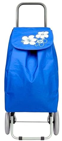 Carro de la Compra Plegable de 44L litros Ruedas para Subir Escaleras, Carrito del Mercado, Bolsillo con Cremallera Resistentes a la Lluvia. (Azul)