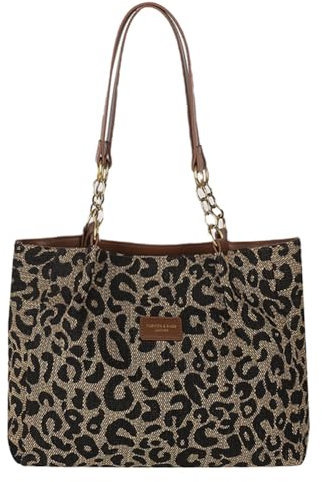 TIAASTAP Leo Tasche Damen-Shopper Bag Leoprint Handbags Leoparden Schultertasche Groß Leopardenmuster Handtasche Tote Bag