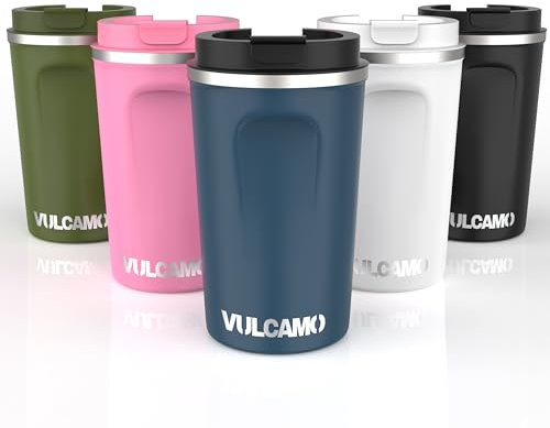 Taza Termica Cafe 380ml/13oz - Vaso de Acero Inoxidable Sin BPA Antigoteo Para Llevar Bebidas Frias o Calientes Travel Mug (Azul)