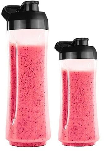 Steinborg - Standmixer mit To-Go Becher Smoothie Maker Mixer 600 ml Glaskrug + 570 ml To-Go Becher BPA-Frei 500 Watt Blender Zerkleinerer 6-Fach Edelstahl Messer (Ersatzbehälter Set 570 ML + 400 ML)