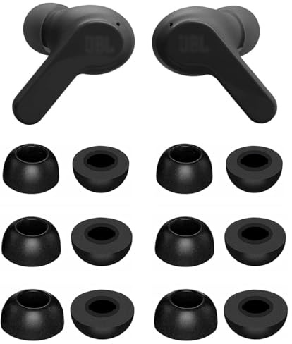 ALXCD Schaumstoff-Ohrstöpsel kompatibel mit JBL Vibe Beam Kopfhörern, 6 Paar S/M/L Größen Ersatz Weiche Memory Foam Earbuds Tips Eartips Ohrstöpsel, kompatibel mit JBL Vibe Beam 6 Paar Schwarz