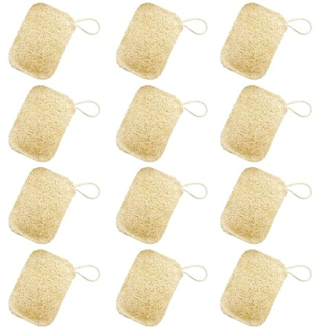 MEISO Éponges de Luffa Naturelles 12 PCS éponge de luffa biodégradable en Fibre végétale et écologique éponge de Nettoyage Anti-Rayures