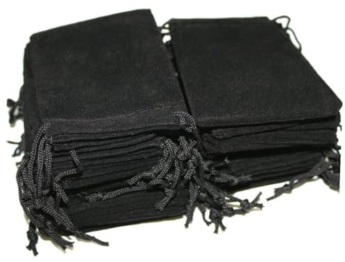 WRITWAA 2 Stück Großer Kordelzugbeutel aus Weichem Flanell Strapazierfähige Multifunktions Aufbewahrungstasche für Haartrockner Schmuck und Wäsche Schwarze Samtbeutel mit Starkem Zugband