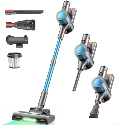 Aspirapolvere Senza Fili, 45KPa 50Mins Scopa Elettrica Senza Fili con Autoportante, Display LED intelligente,Leggero aspirapolvere ricaricabile antigroviglio,Potente per Pavimenti/Tappeti/Peli Animali