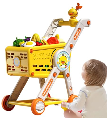 Carrello della spesa per bambini, Set da gioco con carrello della spesa, Carrelli del negozio con , Giochi di ruolo, Set da cucina con design adorabile, Attività divertente per ragazzi e raga