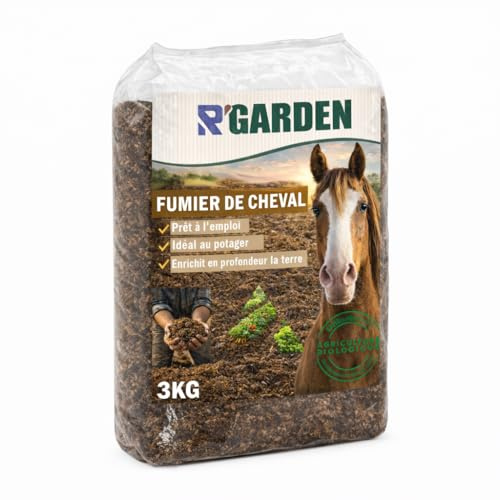 R'Garden Fumier de Cheval Naturel – Engrais Organique Composté pour Potager, Massifs et Jardin – Sol Fertile et Enrichi (3kg = 3m2)