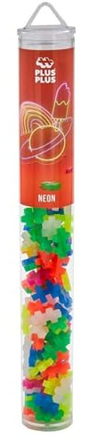 PLUS PLUS Building Blocks Toy – 100 pc Kids Construction Toys, Creative Learning Resources and STEM Play for Home and Travel - Girls and Boys Toys Age 5 Plus - Neon 100 Pieces