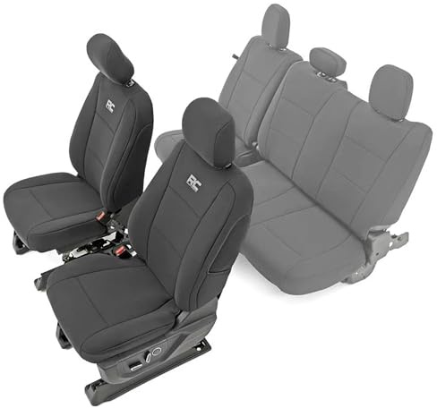 Rough Country Neoprene Seat Covers for 15-22 F-150 |17-22 Super Duty - 91016,Black, Front