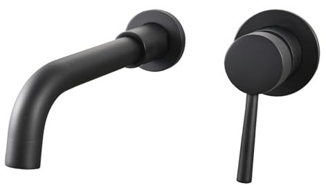 Wall Mounted Bathroom Basin Mixer Tap with 20cm Spout- Matte Black
