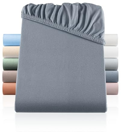 BaSaTex Bio Jersey Boxspringbett & Wasserbett Spannbettlaken 200x220 cm - 40 cm Steghöhe - Spannbetttuch aus 100% Bio Baumwolle GOTS-Zertifiziert - 200 x 220 cm - Farbe: Anthrazit